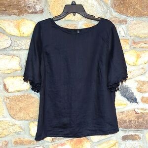 Talbots 100% linen short sleeve blouse